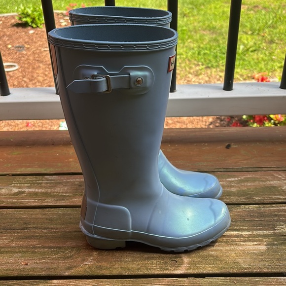 Hunter Shiny Blue Tall Boots - Picture 2 of 8